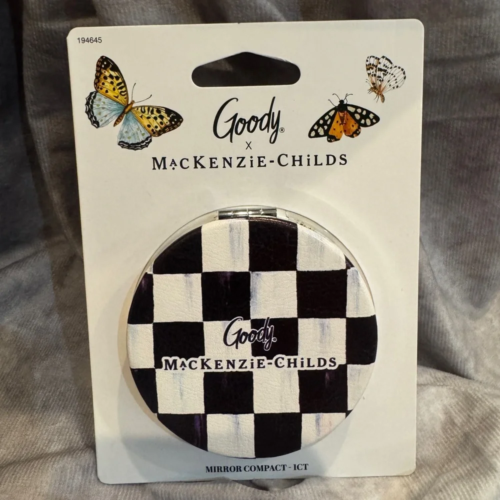 MacKenzie-Childs Black & White Checker Mirror‎ Compact